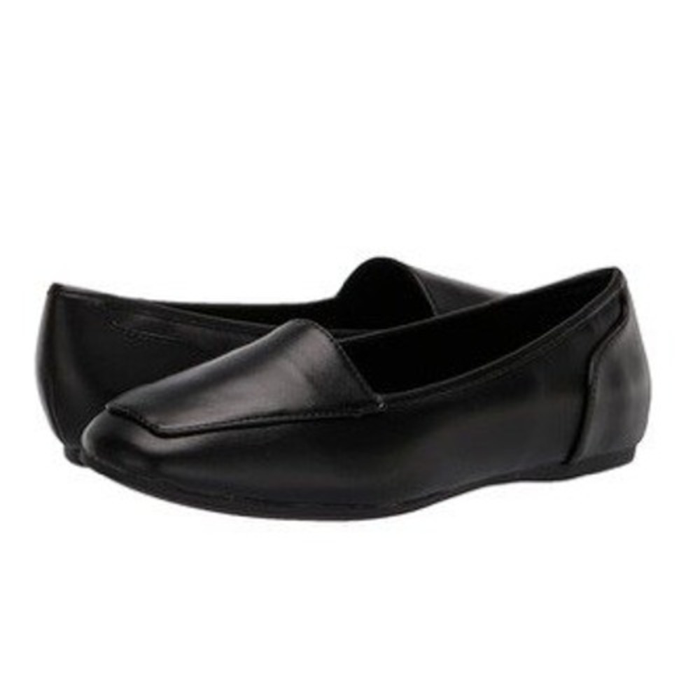 Easy Street Womens Black Square Toe Loafers Slip On Flats‎ Shoes Size 6.5 M